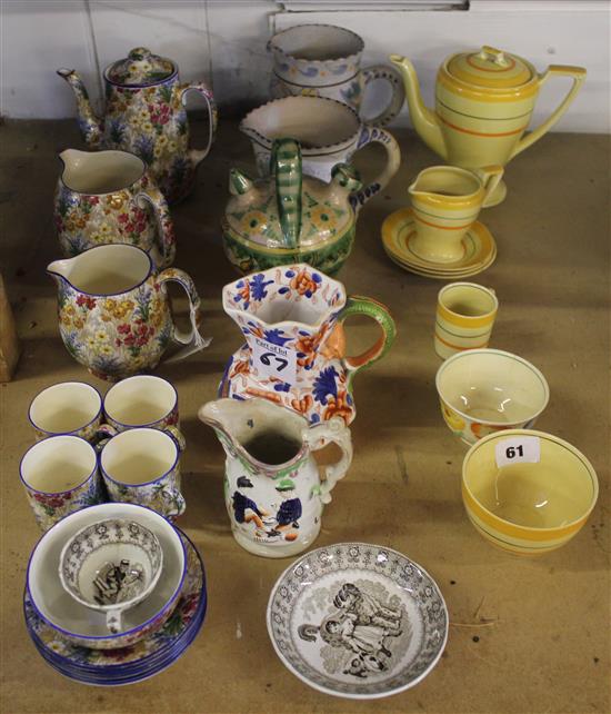 2 Poole pottery jugs, chintz china, etc(-)